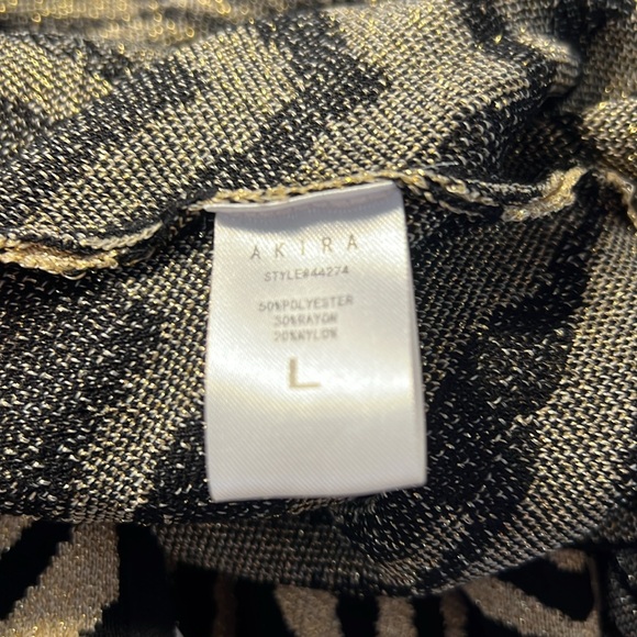 Akira NWT Black Gold Shimmer Zebra Print Body-con Knit Mini Dress (0458) - Picture 11 of 12